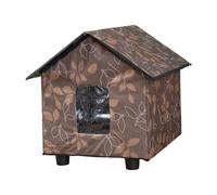 PETSOLA Refugio para Gatos Casa Exterior Impermeable Aislada con Puerta para Mascotas PVC EVA Tinfoil Recomendada para Jardín Porche Comunidad Garaje, MarrÓn