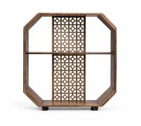 PETSOLA Repisa Geométrica Madera Minimalista Repisa Té Madera Ahorra Mueble para Espacio Mesa, Mediano 39.5 29 10CM, Marrón