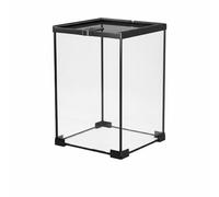PETSOLA Reptile Terrarium Terrario Acuario Hábitat con Cristal Panorámico de Tapa Deslizante con Malla y Doble Ventilación en la Parte y Laterales, 20-20-30cm