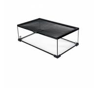 PETSOLA Reptile Terrarium Terrario Acuario Hábitat con Cristal Panorámico de Tapa Deslizante con Malla y Doble Ventilación en la Parte y Laterales, 50-30-15cm