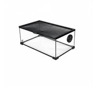 PETSOLA Reptile Terrarium Terrario Acuario Hábitat con Cristal Panorámico de Tapa Deslizante con Malla y Doble Ventilación en la Parte y Laterales, 50-30-25cm
