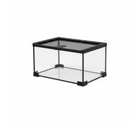 PETSOLA Reptile Terrarium Terrario Acuario Hábitat con Cristal Panorámico de Tapa Deslizante con Malla y Doble Ventilación en la Parte y Laterales, 30-20-15cm