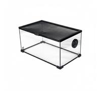 PETSOLA Reptile Terrarium Terrario Acuario Hábitat con Cristal Panorámico de Tapa Deslizante con Malla y Doble Ventilación en la Parte y Laterales, 50-30-35cm