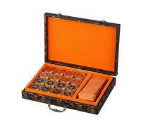 PETSOLA Set Ajedrez Diseño Oriental Estuche Suaves Ajedrez Chino Cobre Sólido Estilo Clásico Actividad Recreativa para Coleccionistas, Ajedrez De Cobre Grande con Caja De Regalo