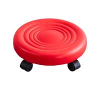PETSOLA Taburete Bajo Giratorio con Ruedas Y Silla Rodante Mini Asiento de PU Cuero para Confort Mejorado Adecuado para Cuidado Infantil Pedicura Ejercicios B, Rojo, Individual