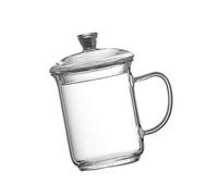 PETSOLA Taza de Café Taza de Cristal con Tapa Vaso para Café Y Té Copa Multiusos con Asa Vidrio Recomendado para Oficina Hogar Regalo, 500ml