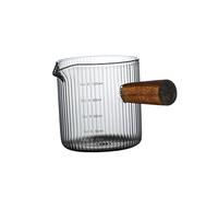 PETSOLA Taza Medidora Multifuncional de Vidrio Resistente Taza con Mango de Madera para Café Y Leche Jarra para Medir Líquidos Y Preparar Bebidas Adecuada Par, Estilo C 120ml, Individual