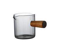 PETSOLA Taza Medidora Multifuncional de Vidrio Resistente Taza con Mango de Madera para Café Y Leche Jarra para Medir Líquidos Y Preparar Bebidas Adecuada Par, Estilo F 100ml, Individual