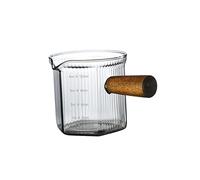 PETSOLA Taza Medidora Multifuncional de Vidrio Resistente Taza con Mango de Madera para Café Y Leche Jarra para Medir Líquidos Y Preparar Bebidas Adecuada Par, Estilo D 120ml, Individual