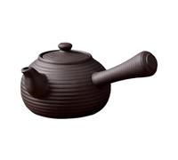 PETSOLA Tetera de Cerámica China con Mango Lateral, Tetera de, Calentador de Leche, Tetera para Cocina, Picnic, Camping, Casa de Té Al Aire Libr, Negro 500ml, Individual