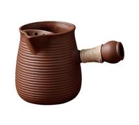PETSOLA Tetera de Cerámica China con Mango Lateral, Tetera de, Calentador de Leche, Tetera para Cocina, Picnic, Camping, Casa de Té Al Aire Libr, Marrón 350ml, Individual