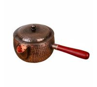 PETSOLA Tetera de Cobre Martillado Tetera Hervidor Jarro Cafetera con Diseño Artesanal y de Vertido para Uso Cómodo Adecuada para Cocina Doméstica Oficina, Grande, Boca Redonda, Con Tapa