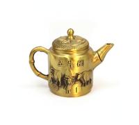 PETSOLA Tetera Decorativa Pequeña Estilo Clásico Ornamento Coleccionable Tetera Latón para Decoración Hogar, Tetera De Cinco Bueyes