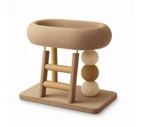 PETSOLA Torre Rascadora Rascador Suelo Mueble para s, Estilo De Cuatro Estaciones, Cama Ovalada Grande para Gatos con Rascador De Sisal Y Escalera, Base De 58.5x39.5cm, Altura 47cm, Color Beige