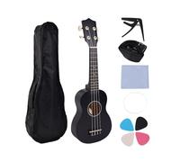 PETSOLA Ukulele para Niños Guitarra Mini Instrumento Acústico Cuatro Cuerdas Material Pp Ligero Buena Sonoridad Adecuado para Principiantes Regalo Escuela Fie, Negro