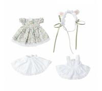PETSOLA Vestido para Muñeca Ob11 con Falda Delantal Diadema con Orejas y Lazos Diseño a Escala 1/12 con Ajuste Preciso hasta 5 Cm de Pecho Material de Tela , Verde , Conejo De Jade+Criada