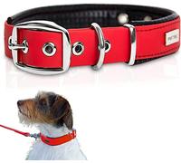 PetTec Trioflex Collar para Perros - para Cachorros Pequeños, Medianos y Grandes - Acolchados para Perros Grandes - Fuerte e Impermeable - Trenza Textil, Costura Reforzada, Hebilla Doble - Rojo