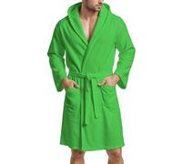 PETTI – Albornoz Unisex 100% Microfibra con Capucha, Bolsillos y Cinturón, Verde
