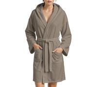 PETTI - Albornoz Hombre y Mujer 100% Microfibra, Unisex, con Capucha, Bolsillos, Cinturón, Albornoces Para Ducha, Gimnasio, Piscina, Viajes, Suave, Tallas Grandes Disponibles, Gris Pardo
