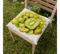 Petti Artesanos Italianos - Cojines para sillas de Cocina, Juego de 6 Cojines para sillas, Fundas de Microfibra con Estampado Digital y Lazos, diseño de Uvas y Kiwis, 100%