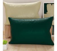 PETTI Artesanos Italianos - Par de Fundas de Cojín de Microfibra de 145x40 cm, Cojines Decorativos para Dormitorio, Sofá, Juego de 2 Fundas de Cojín, Funda de Almohada de Doble Cara Gris Tórtola Verde