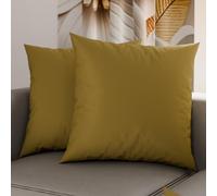 PETTI Artesanos Italianos - Par de Fundas de Cojín de Microfibra de 35x35 cm, Cojines Decorativos para Dormitorio, Cojines para Sofá, Juego de 2 Fundas de Cojín, Funda de Cojín de Barro de Color Liso,