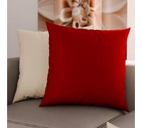 Petti Artesanos Italianos - Par de Fundas de Cojín de Microfibra de 40x40 cm, Cojines Decorativos para Dormitorio, Sofá, Juego de 2 Fundas de Cojín, Funda de Almohada de Doble Cara en Crema y Burdeos