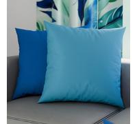 Petti Artesanos Italianos - Par de Fundas de Cojín de Microfibra de 50x50 cm, Cojines Decorativos para Dormitorio, Sofá, Juego de 2 Fundas de Cojín, Funda de Almohada Azul y Celeste de Doble Cara