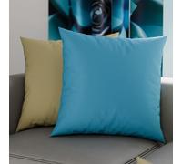 PETTI Artesanos Italianos - Par de Fundas de Cojín de Microfibra de 60x60 cm, Cojines Decorativos para Dormitorio, Sofá, Juego de 2 Fundas de Cojín, Funda de Almohada Doble Cara en Gris Tórtola y Azul
