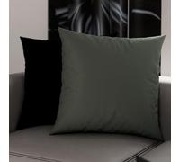 Petti Artesanos Italianos - Par de Fundas de Cojín de Microfibra de 60x60 cm, para Dormitorio, Sofá, Juego de 2 Fundas de Cojín, Funda de Almohada de Doble Cara en Gris y Negro
