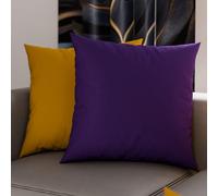 Petti Artesanos Italianos - Par de Fundas de Cojín de Microfibra de 65x65 cm, Cojines Decorativos para Dormitorio, Sofá, Juego de 2 Fundas de Cojín, Funda de Almohada Doble Cara Morado Amarillo Ocre