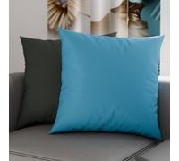 Petti Artesanos Italianos - Par de Fundas de Cojín de Microfibra de 65x65 cm, Cojines Decorativos para Dormitorio, Sofá, Juego de 2 Fundas de Cojín, Funda de Almohada Doble, Gris y Celeste