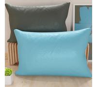 Petti Artesanos Italianos - Par de Fundas de Cojín de Microfibra de 70x40 cm, Cojines Decorativos para Dormitorio, Sofá, Juego de 2 Fundas de Cojín, Funda de Almohada Doble, Gris y Celeste