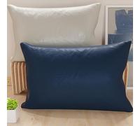 Petti Artesanos Italianos - Par de Fundas de Cojín de Microfibra de 70x40 cm, Cojines Decorativos para Dormitorio, Cojines para Sofá, Juego de 2 Fundas de Cojín, Funda de Almohada Doble, Gris y Azul