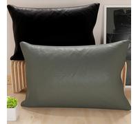 Petti Artesanos Italianos - Par de Fundas de Cojín de Microfibra de 70x40 cm, para Dormitorio, Sofá, Juego de 2 Fundas de Cojín, Funda de Almohada de Doble Cara en Gris y Negro