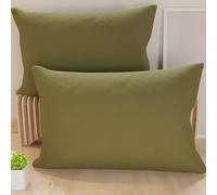 PETTI Artesanos Italianos - Par de Fundas de Cojín de Microfibra de 80x40 cm, Cojines Decorativos para Dormitorio, Cojines para Sofá, Juego de 2 Fundas de Cojín, Funda de Cojín Lisa de Barro, 100% Hec