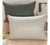 Petti Artesanos Italianos - Par de Fundas de Cojín de Microfibra de 80x50 cm, Cojines Decorativos para Dormitorio, Sofá, Juego de 2 Fundas de Cojín, Funda de Almohada Doble en Gris Claro y Oscuro