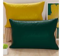Petti Artesanos Italianos - Par de Fundas de Cojín de Microfibra de 80x50 cm, Cojines Decorativos para Dormitorio, Sofá, Juego de 2 Fundas de Cojín, Funda de Almohada de Doble Cara en Verde Esmeralda