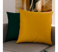 Petti Artesanos Italianos - Par de Fundas de Cojín de Microfibra de 80x80 cm, Cojines Decorativos para Dormitorio, Sofá, Juego de 2 Fundas de Cojín, Funda de Almohada de Doble Cara en Verde Esmeralda