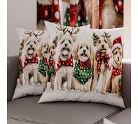 Petti Artesanos Italianos - Par de Microfibra de 30x30 cm, Fundas de Almohada Navideñas, Cojines Decorativos Navideños Dormitorio, Juego de 2 Fundas de Cojín, Funda de Almohada Navideña 9