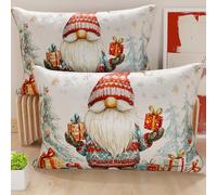 Petti Artesanos Italianos - Par de Microfibra de 30x50 cm, Fundas de Almohada Navideñas, Cojines Decorativos Navideños Dormitorio, Juego de 2 Fundas de Cojín, Funda de Almohada Navideña 19