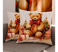 Petti Artesanos Italianos - Par de Microfibra de 35x35 cm, Fundas de Almohada Navideñas, Cojines Decorativos Navideños Dormitorio, Juego de 2 Fundas de Cojín, Funda de Almohada Navideña de 3 Piezas