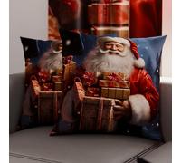 Petti Artesanos Italianos - Par de Microfibra de 40x40 cm, Fundas de Almohada Navideñas, Cojines Decorativos Navideños Dormitorio, Juego de 2 Fundas de Cojín, Funda de Almohada Navideña 2