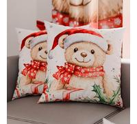 Petti Artesanos Italianos - Par de Microfibra de 40x40 cm, Fundas de Almohada Navideñas, Cojines Decorativos Navideños Dormitorio, Juego de 2 Fundas de Cojín, Funda de Almohada Navideña 16