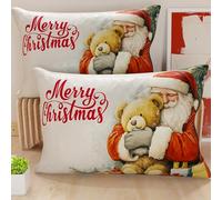 Petti Artesanos Italianos - Par de Microfibra de 40x70 cm, Fundas de Almohada Navideñas, Cojines Decorativos Navideños Dormitorio, Juego de 2 Fundas de Cojín, Funda de Almohada Navideña 12