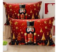 Petti Artesanos Italianos - Par de Microfibra de 40x70 cm, Fundas de Almohada Navideñas, Cojines Decorativos Navideños Dormitorio, Juego de 2 Fundas de Cojín, Funda de Almohada Navideña 1