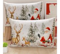 Petti Artesanos Italianos - Par de Microfibra de 40x80 cm, Fundas de Almohada Navideñas, Cojines Decorativos Navideños Dormitorio, Juego de 2 Fundas de Cojín, Funda de Almohada Navideña 17