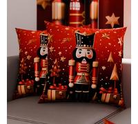 Petti Artesanos Italianos - Par de Microfibra de 45x45 cm, Fundas de Almohada Navideñas, Cojines Decorativos Navideños Dormitorio, Juego de 2 Fundas de Cojín, Funda de Almohada Navideña 1