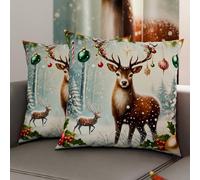 Petti Artesanos Italianos - Par de Microfibra de 50x50 cm, Fundas de Almohada Navideñas, Cojines Decorativos Navideños Dormitorio, Juego de 2 Fundas de Cojín, Funda de Almohada Navideña 4