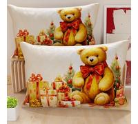 Petti Artesanos Italianos - Par de Microfibra de 50x70 cm, Fundas de Almohada Navideñas, Cojines Decorativos Navideños Dormitorio, Juego de 2 Fundas de Cojín, Funda de Almohada Navideña de 3 Piezas